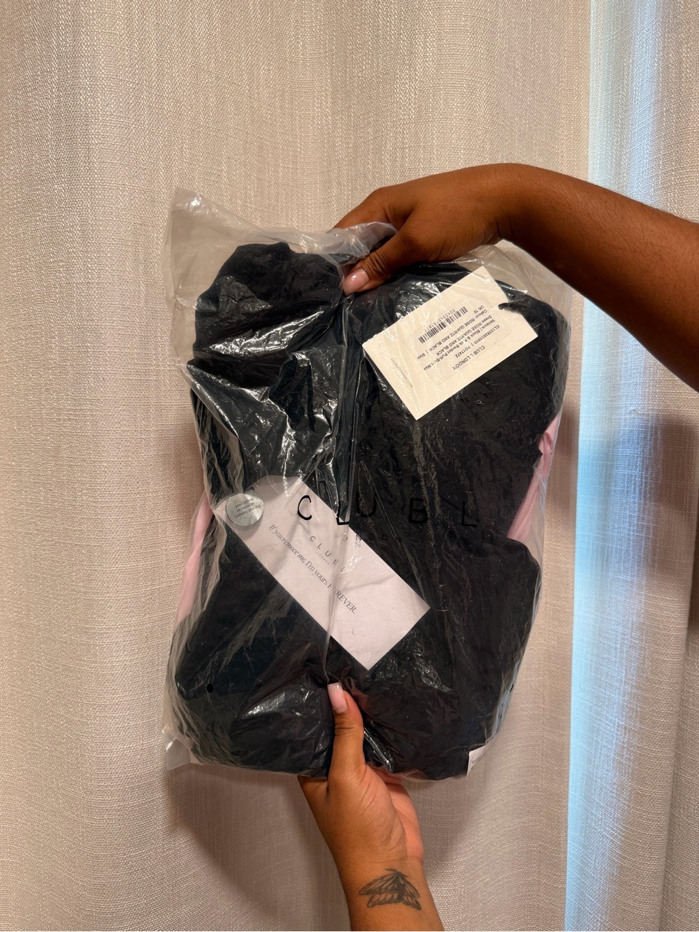Club London Off-Shoulder Two-Tone Evening Gown - Black & Light Pink - Picture 3 of 4